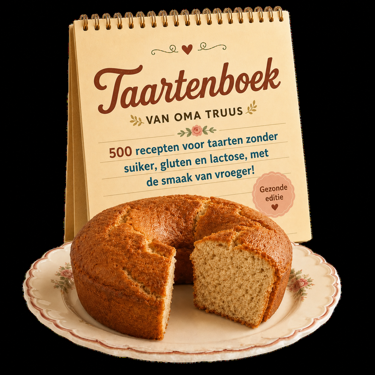 Taartenboek van Oma Truus naast een zelfgemaakte taart