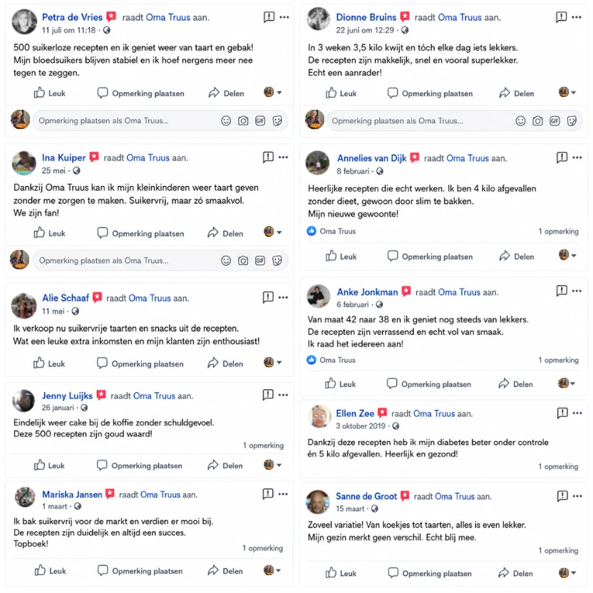 Echte reacties van klanten op de Facebookpagina van Oma Truus